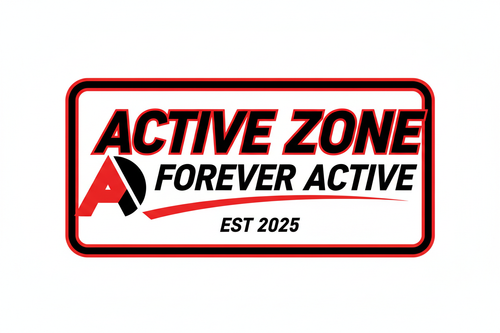 make it red and black make it say active zone on the top and forever active underneath it then put est 2025 below that